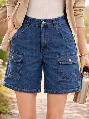 Cabela’s 7 Pocket Hiker Shorts Size 14 Blue Denim Utility Cargo